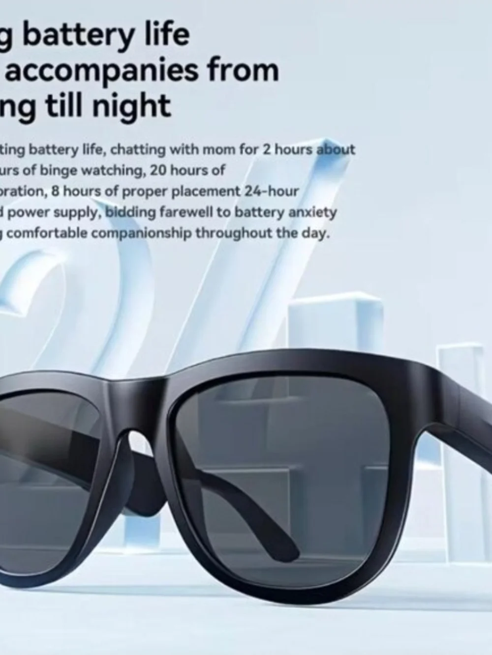NIB Wireless Smart Audio Sunglasses Bluetooth Headset In Black
